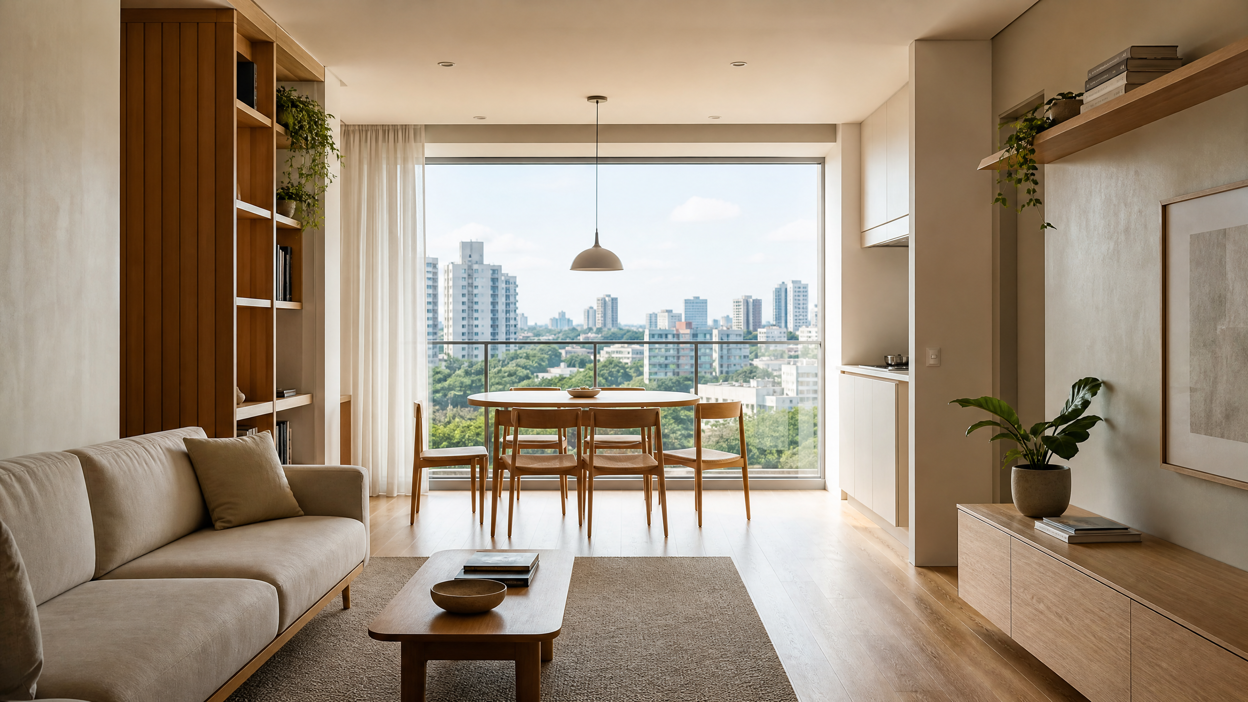 Interior residencial com luz natural